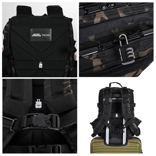 Mochila Táctica 25L All in Negro Camuflaje - Elitex Training