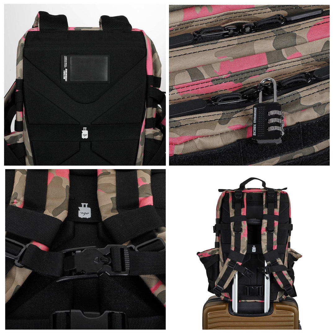Mochila Táctica 45L con compartimento para comida Rosa Camuflaje - Elitex Training