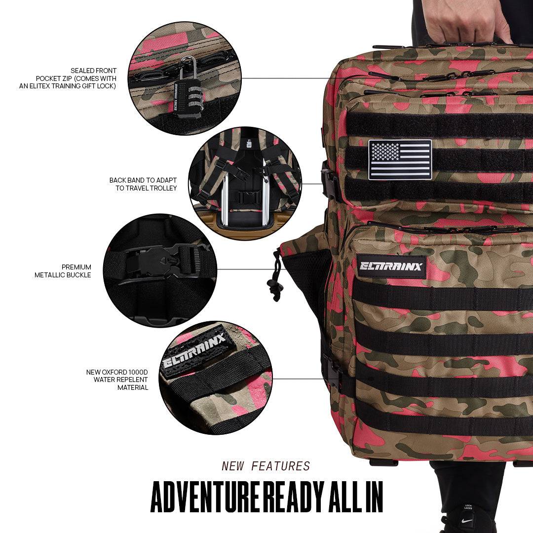 Mochila Táctica 45L con compartimento para comida Rosa Camuflaje - Elitex Training