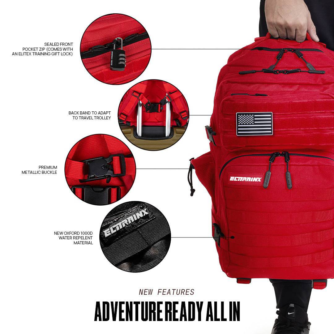 Mochila Táctica V1 45L All In Rojo - Elitex Training