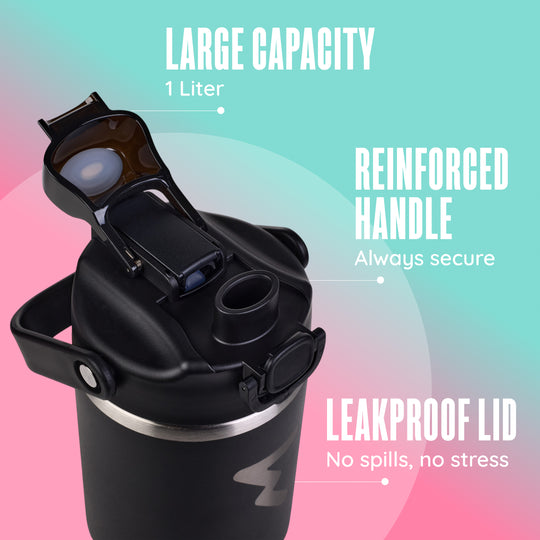Botella Aluminio Negro 1L - Elitex Training