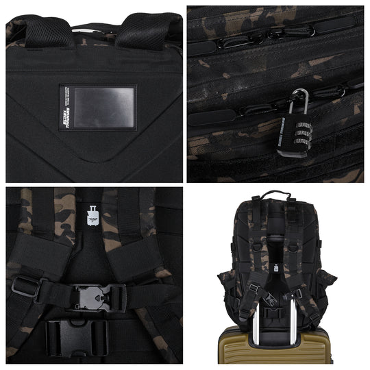 Mochila Táctica V1 45L All In Negro Camuflaje - Elitex Training