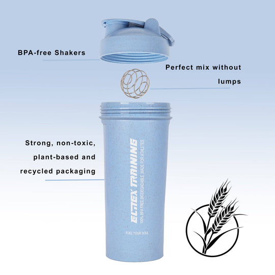 Eco-Shaker Sostenible de 600ml Azul - Elitex Training