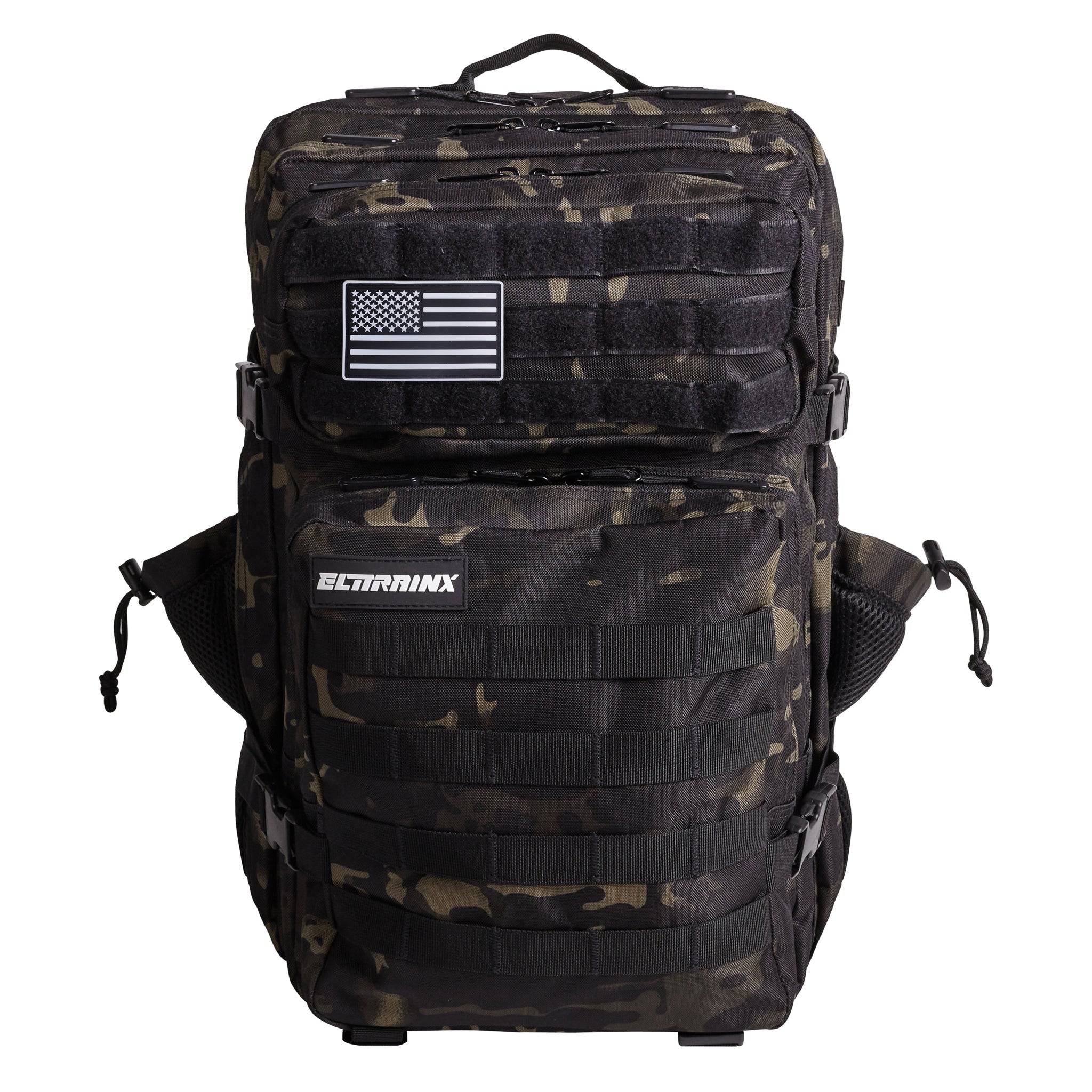 Mochila Táctica 45L con compartimento para comida Negro Camuflaje - Elitex Training