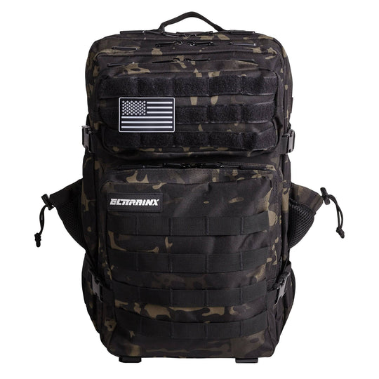 Mochila Táctica 45L con compartimento para comida Negro Camuflaje - Elitex Training