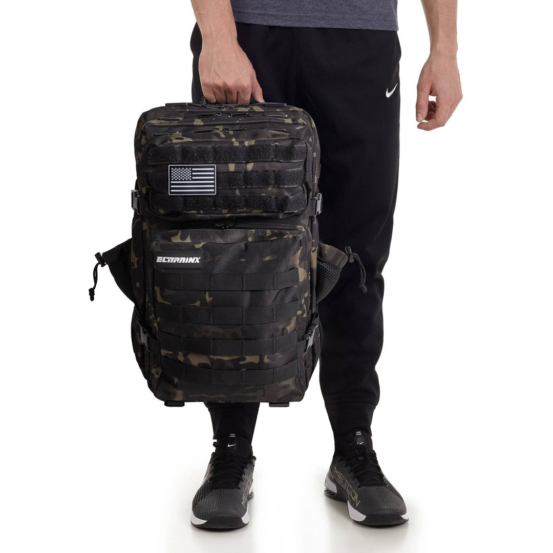 Mochila Táctica 45L con compartimento para comida Negro Camuflaje - Elitex Training