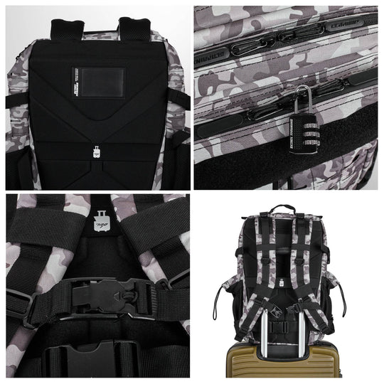 Mochila Táctica V2 45L All In Blanco y Negro Camuflaje - Elitex Training
