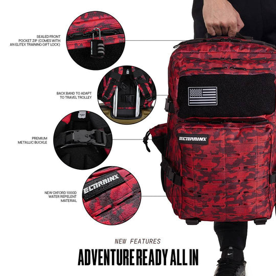 Mochila Táctica V2 All in 45L Rojo Camuflaje - Elitex Training