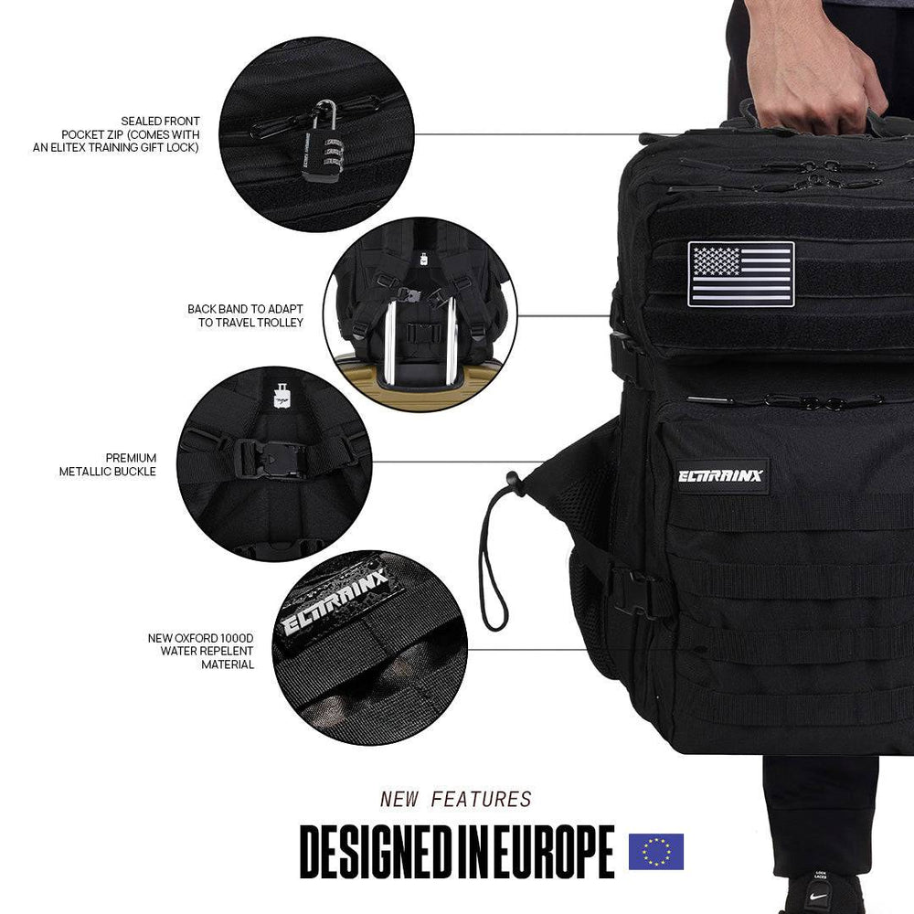 Mochila Táctica V1 All In 45L Negro - Elitex Training