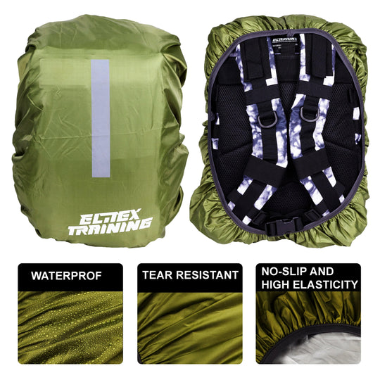 Funda protectora impermeable Tactical Green para Mochila 25L con banda reflectante - Elitex Training