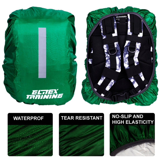 Funda protectora impermeable Verde para Mochila 25L con banda reflectante - Elitex Training