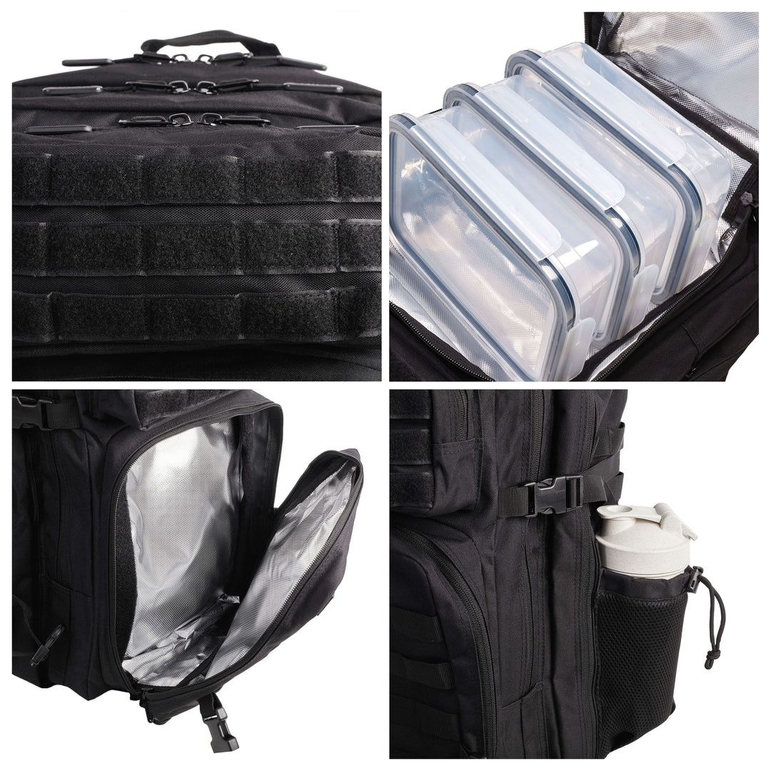 Mochila Táctica 45L con compartimento para comida Negro - Elitex Training