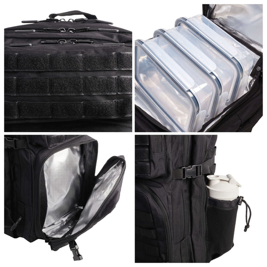 Mochila Táctica 45L con compartimento para comida Negro - Elitex Training