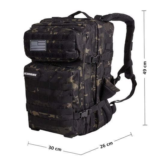 Mochila Táctica V1 45L All In Negro Camuflaje - Elitex Training