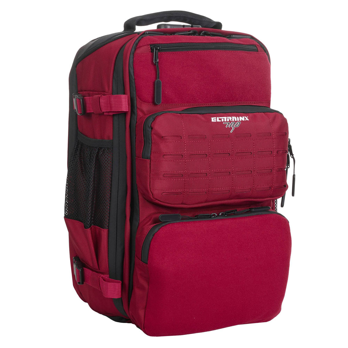 Vista frontal da PRO SERIES Vermelho Escuro com tecido Oxford 1680D e acabamentos coordenados.
