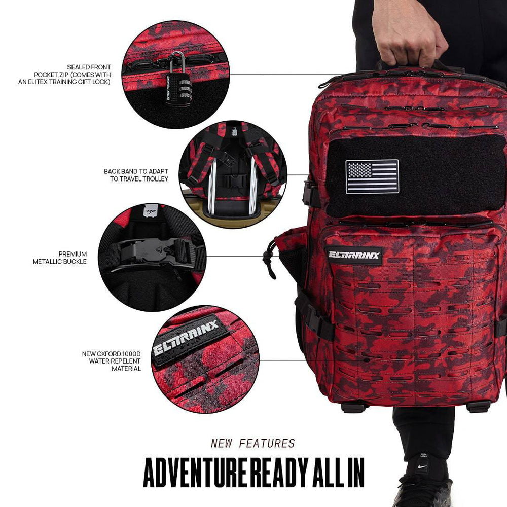 Mochila Táctica V2 All in 45L Rojo Camuflaje - Elitex Training