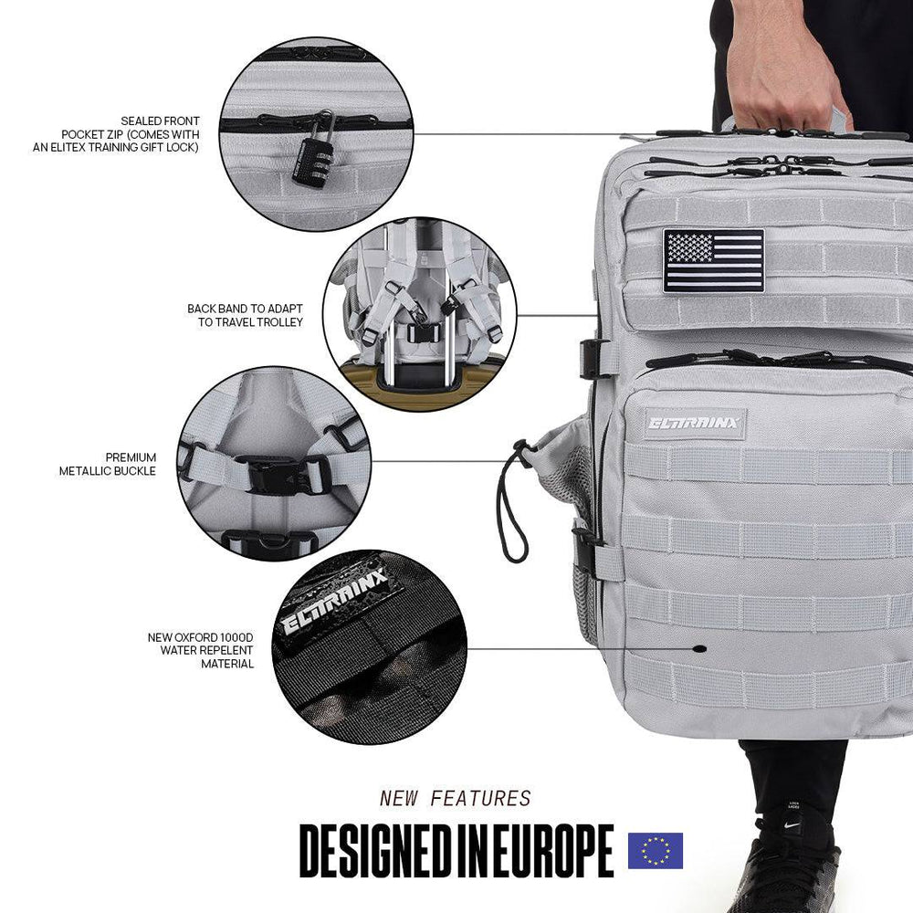 Mochila Táctica 45L con compartimento para comida Silver - Elitex Training