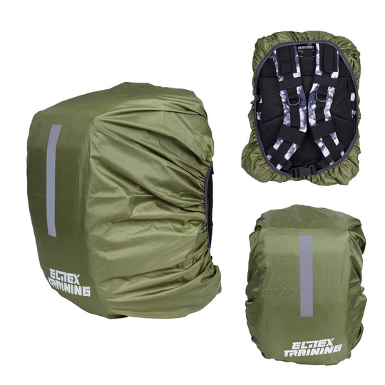 Funda protectora impermeable Tactical Green para Mochila 25L con banda reflectante - Elitex Training